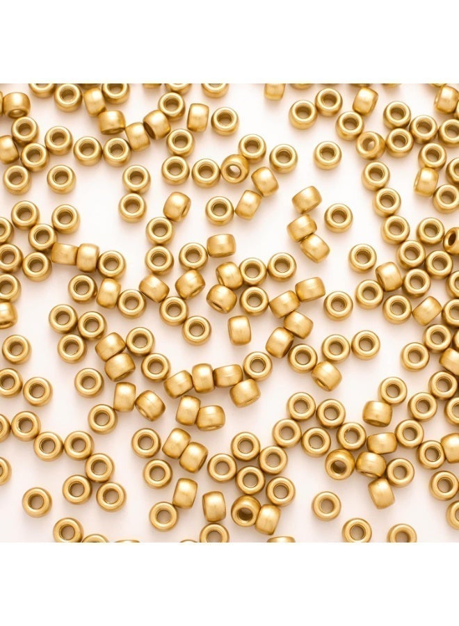 Capstro Large Hole 6×9 mm Acrylic Pony Beads for Jewelry Making – Bulk Craft Beads for Bracelets, Necklaces, Hair Braids & DIY Arts and Crafts – Matte Gold - Image 2